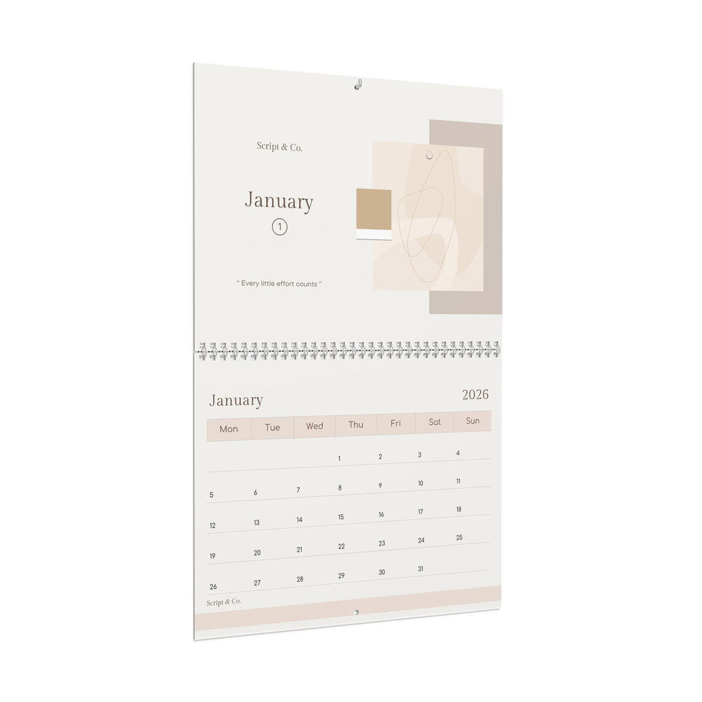 Elegant Beige Wall Calendar | Minimalist Design, Modern Decor, Home Office, Gift Idea, Monthly Planner