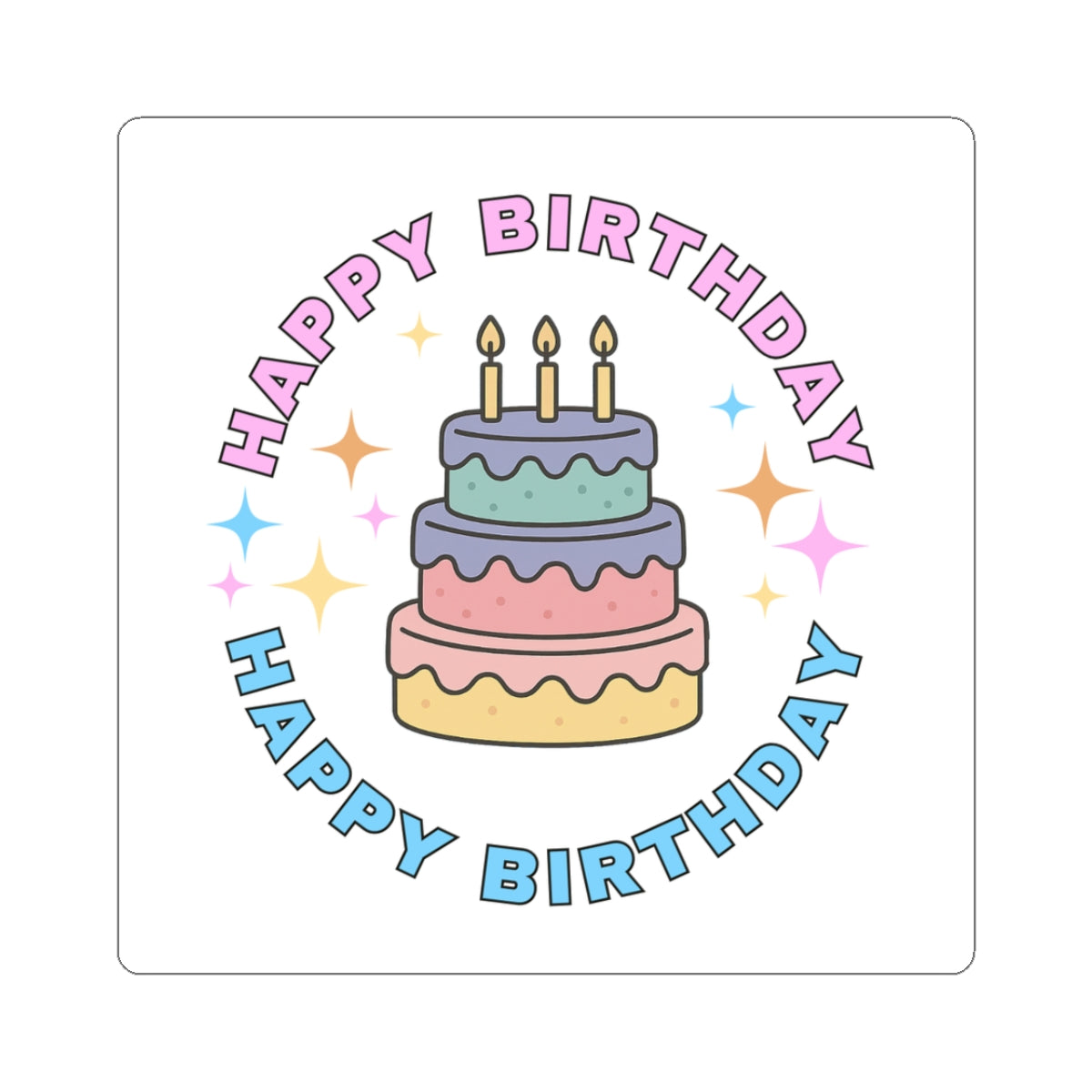 Happy Birthday Kiss-Cut Stickers - Pink and Blue