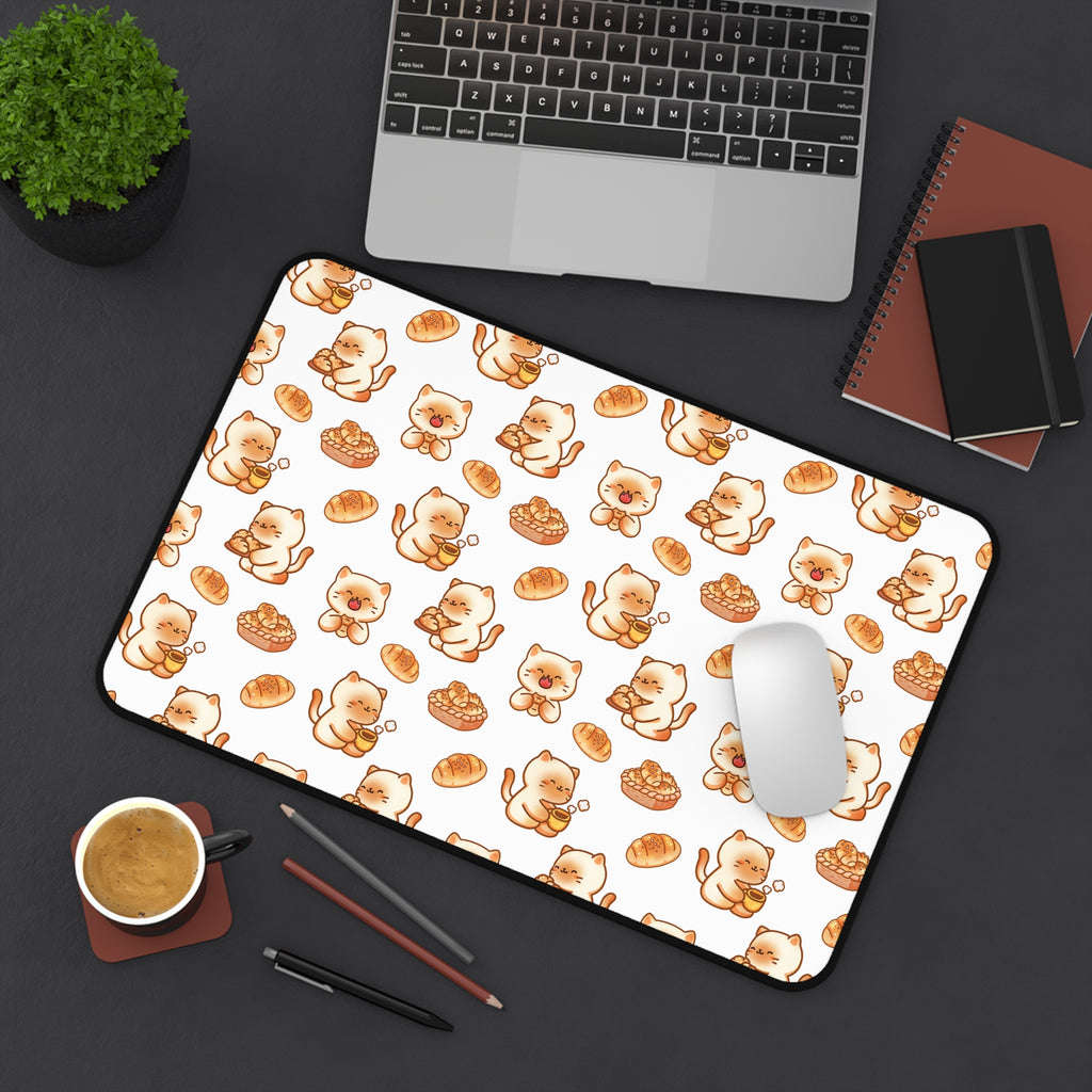 Cute Cat & Pastry Desk Mat - Playful Workspace Decor, Gift for Cat Lovers, Office Accessories, Home Office, Study Mat