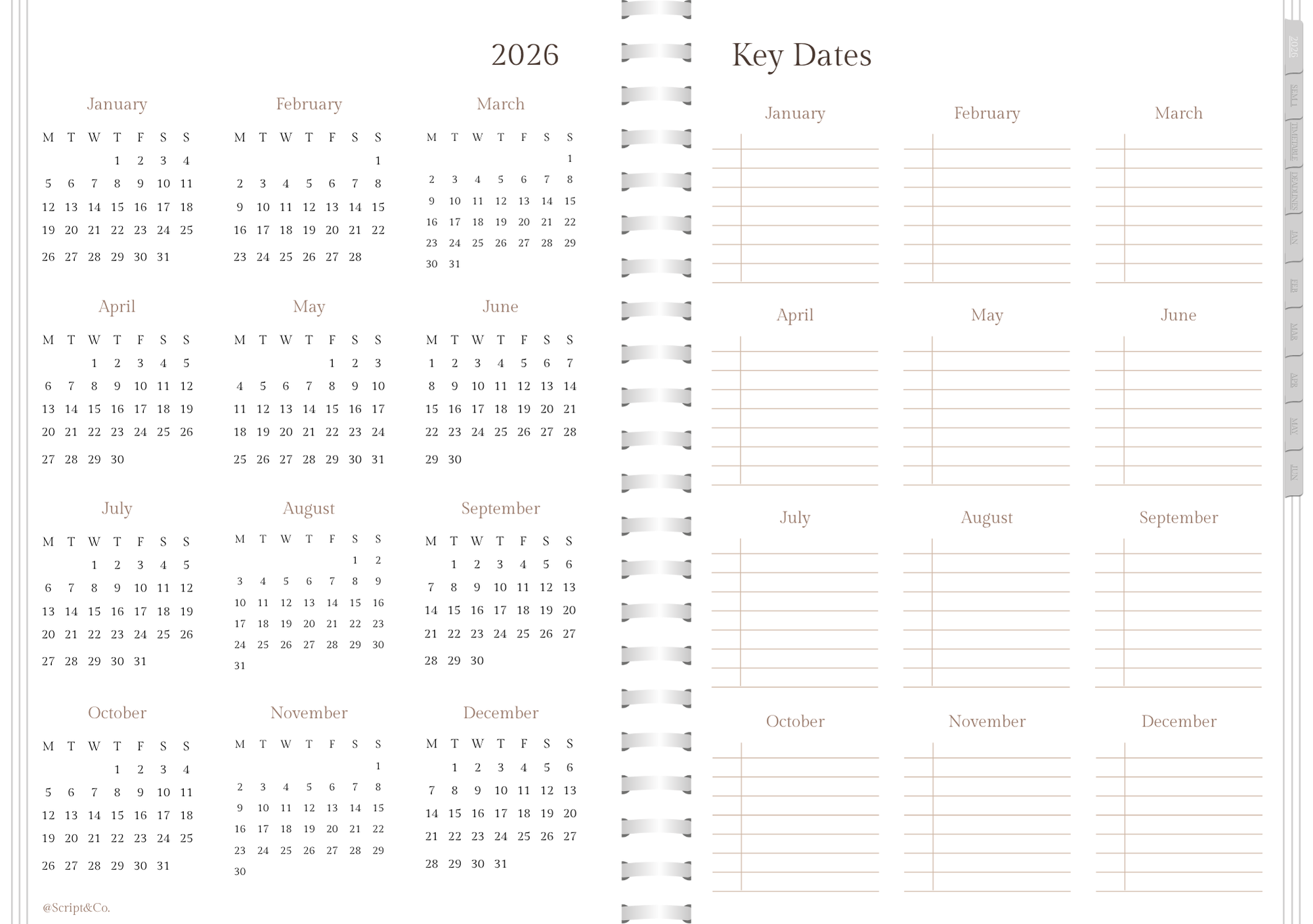 2026 University Digital Planner - Minimalist