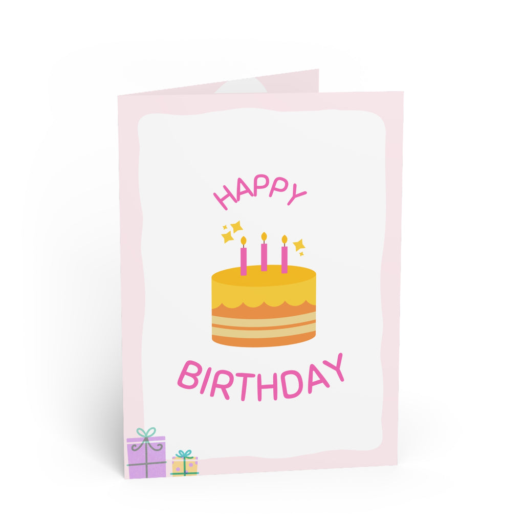 Pink Birthday Greeting Cards, Cute Birthday Cards, Festive Card Set, Celebration Cards, Unique Gift Card, Party Invitation