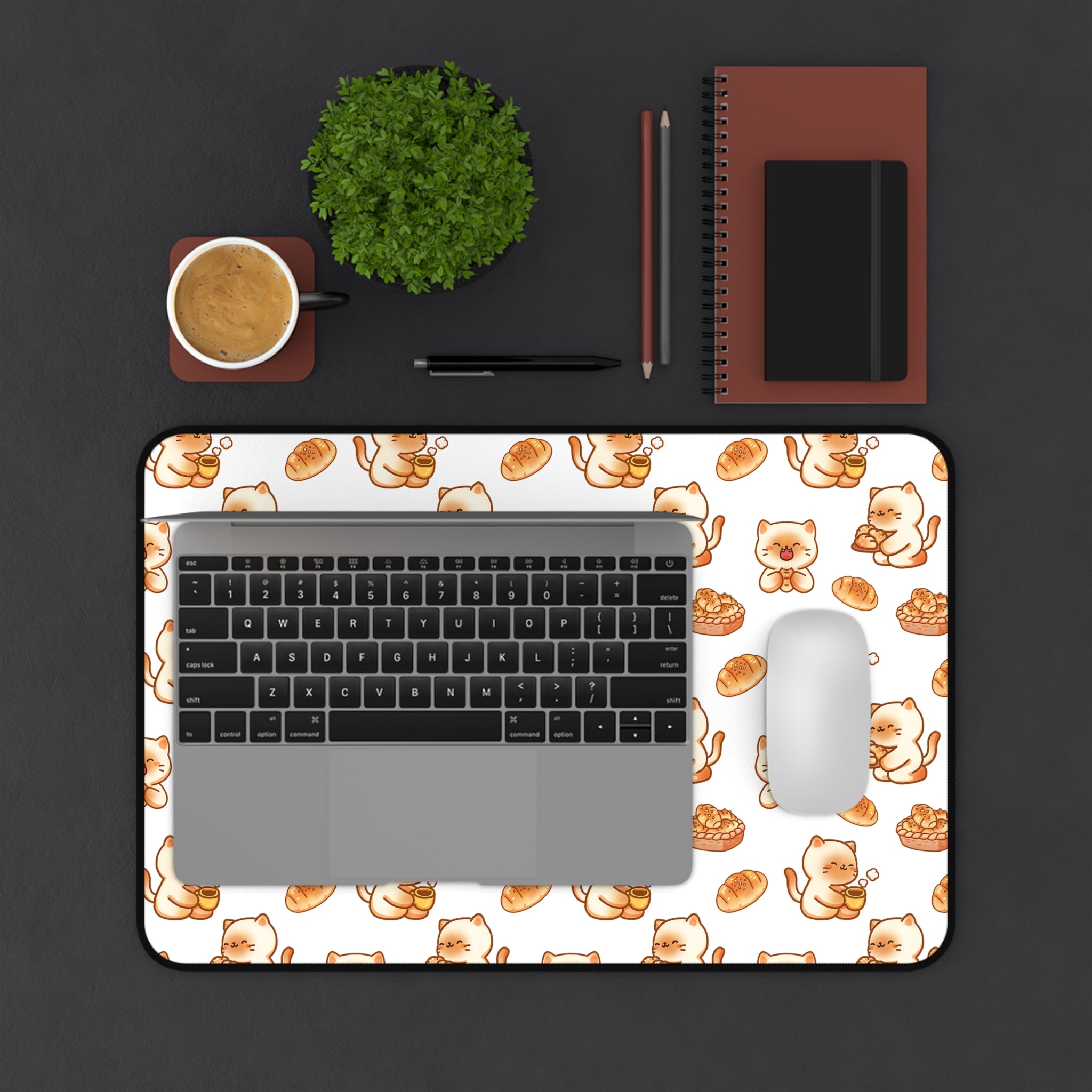 Cute Cat & Pastry Desk Mat - Playful Workspace Decor, Gift for Cat Lovers, Office Accessories, Home Office, Study Mat