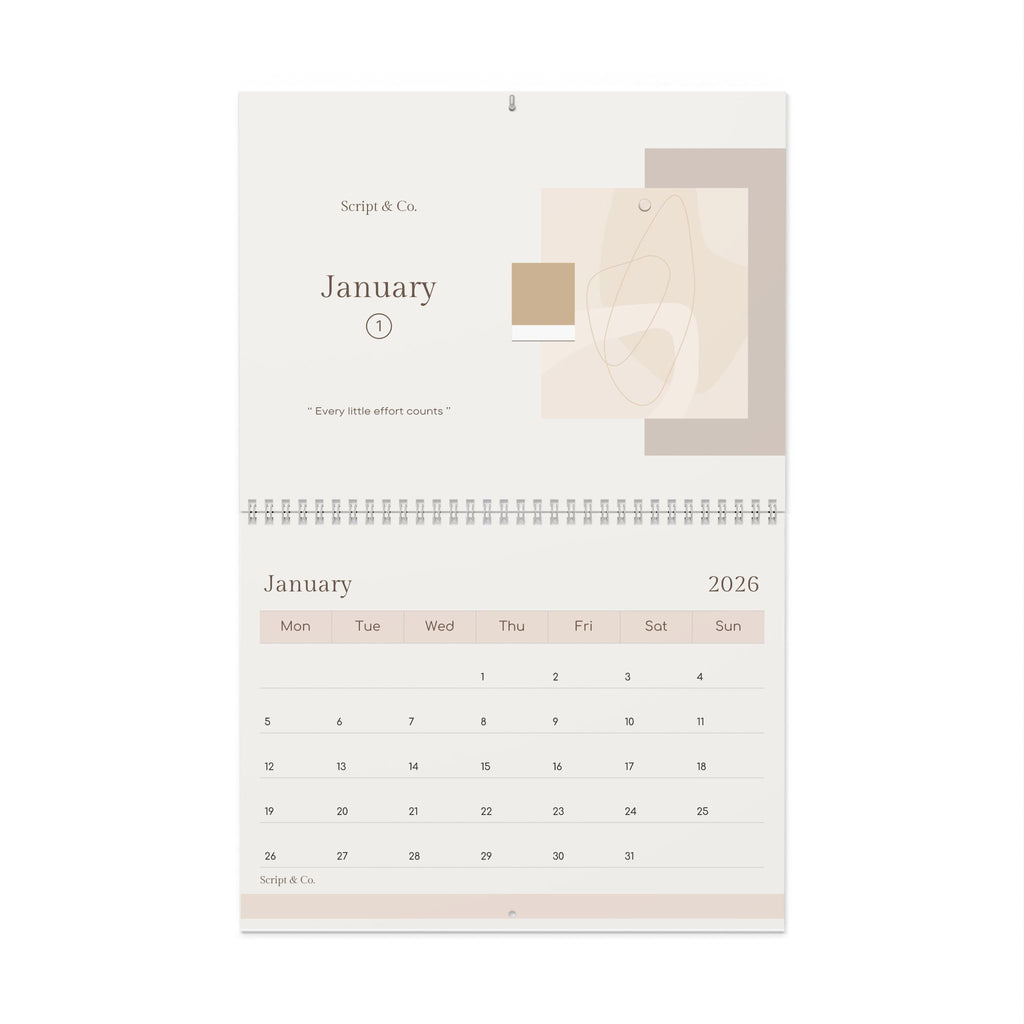 Elegant Beige Wall Calendar | Minimalist Design, Modern Decor, Home Office, Gift Idea, Monthly Planner